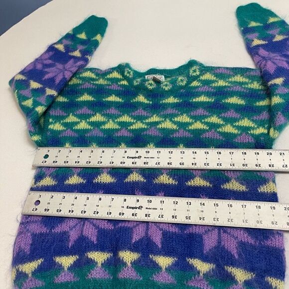 Gallagher Mohair Teal Geometric VTG Sweater Size Medium - Picture 6 of 13